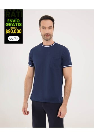 Camiseta Para Hombre Manga Corta Color Azul Marca Ostu #60090902 Ostu