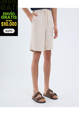 Bermuda Para Hombre Regular Corto Color Beige Marca Ostu #60100427 Ostu
