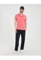 Polo Para Hombre Cuello Tejido Sin Bolsillo Color Coral Marca Ostu #60110781 de Ostu