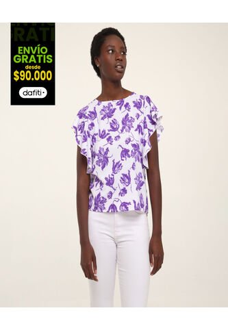 Blusa Para Mujer Manga Corta Color Morado Marca Ostu #40120727 Ostu