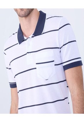Polo Para Hombre Cuello Tejido Con Bolsillo Color Blanco Marca Ostu #60110747