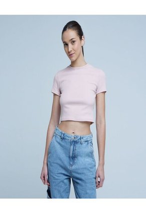 Crop Top Para Mujer Manga Corta Color Rosado Marca Ostu #40091985