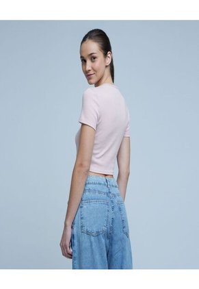 Crop Top Para Mujer Manga Corta Color Rosado Marca Ostu #40091985