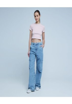 Crop Top Para Mujer Manga Corta Color Rosado Marca Ostu #40091985