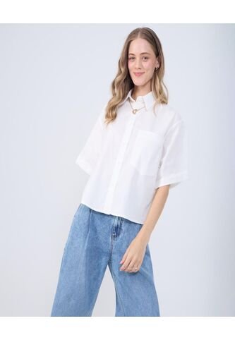 Camisa Para Mujer Manga Corta Color Crudo Marca Ostu #40010287 Ostu