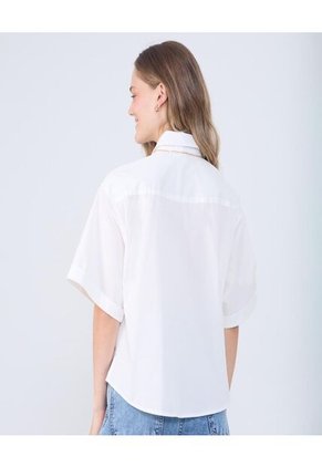 Camisa Para Mujer Manga Corta Color Crudo Marca Ostu #40010287