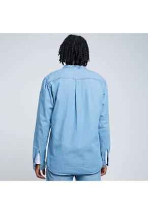 Camisa Para Hombre Manga Larga Con Bolsillo Color Azul  Marca Ostu #60010688