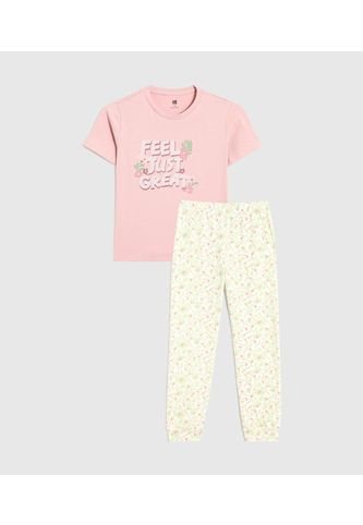 Pijama Infantil Niña M/C P/L Color Crema Marca Ostu #90040079 Ostu