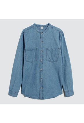 Camisa Para Hombre Manga Larga Con Bolsillo Color Azul  Marca Ostu #60010688