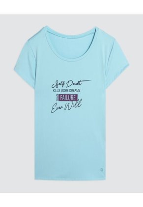 Camiseta Para Mujer Manga Corta Color Azul  Marca Ostu #40091407