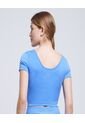 Crop Top Para Mujer Manga Corta Color Azul  Marca Ostu #40091899 de Ostu
