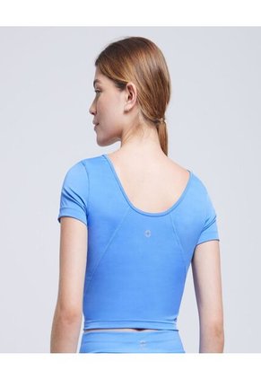 Crop Top Para Mujer Manga Corta Color Azul  Marca Ostu #40091899