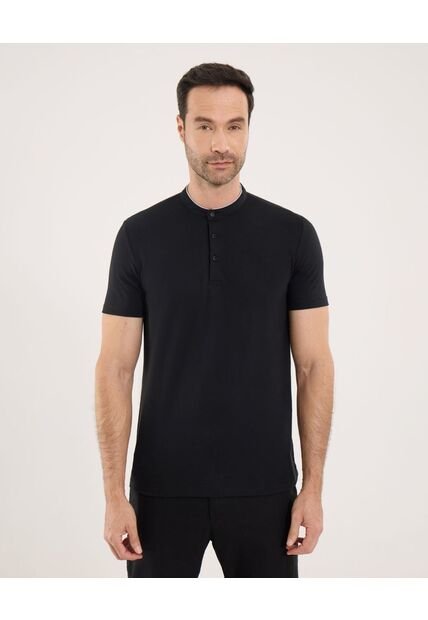 Polo Para Hombre Cuello Mao Sin Bolsillo Color Negro Marca Ostu #60110511