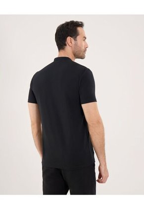 Polo Para Hombre Cuello Mao Sin Bolsillo Color Negro Marca Ostu #60110511