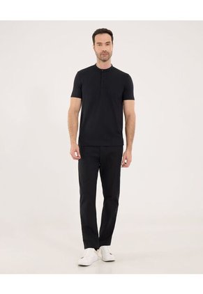 Polo Para Hombre Cuello Mao Sin Bolsillo Color Negro Marca Ostu #60110511