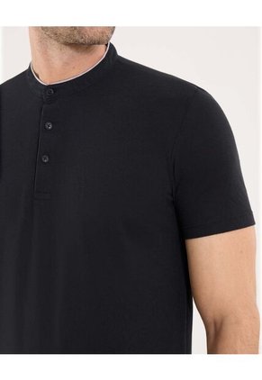 Polo Para Hombre Cuello Mao Sin Bolsillo Color Negro Marca Ostu #60110511
