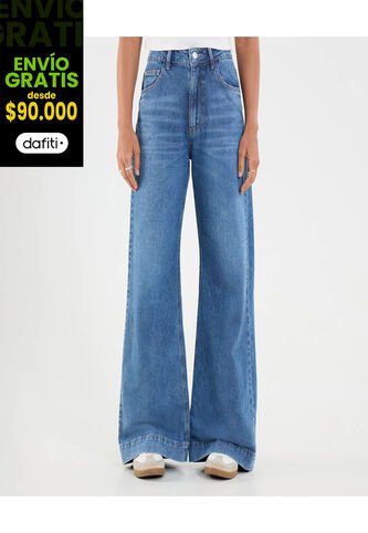 Jean Para Mujer Wide-Leg Color Azul Marca Ostu #40160579 Ostu
