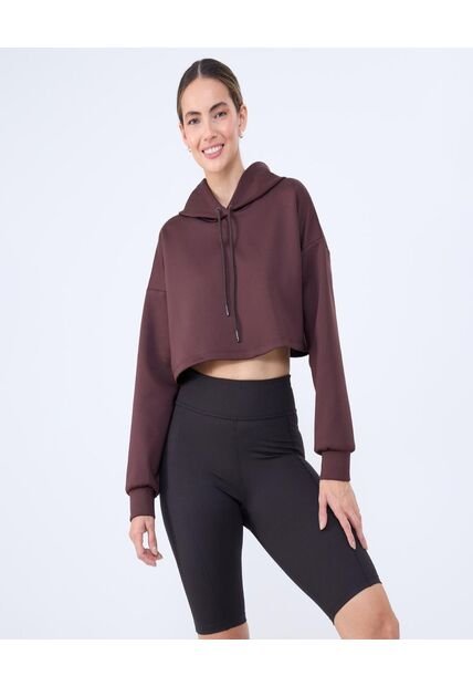 Crop Top Para Mujer Hoodie Color Café  Marca Ostu #40060414