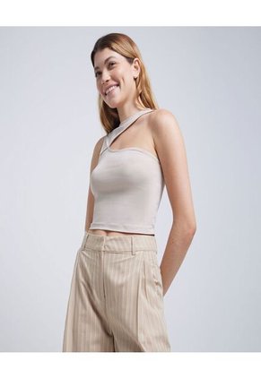 Camiseta Para Mujer Manga Sisa Color Beige Marca Ostu #40092130