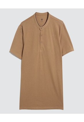 Polo Para Hombre Cuello Mao Sin Bolsillo Color Camel Marca Ostu #60110720