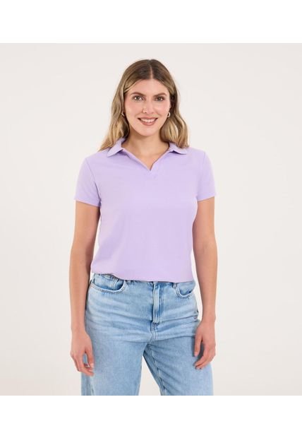 Polo Para Mujer Manga Corta Color Lila Marca Ostu #40110180
