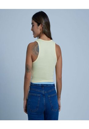 Crop Top Para Mujer Manga Sisa Color Amarillo  Marca Ostu #40091928