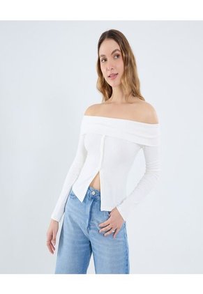 Camiseta Para Mujer Manga Larga Moda Color Crema Marca Ostu #40092457