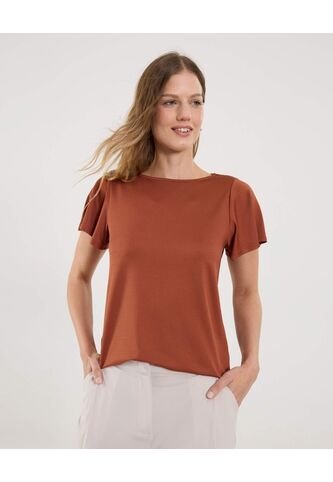 Camiseta Para Mujer Manga Corta Cuello Redondo Color Terracota Marca Ostu #40092567 Ostu