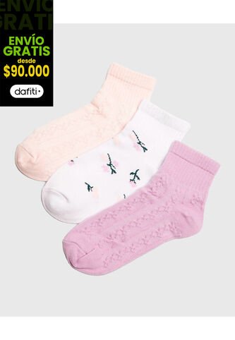 Medias Infantil Niña Tobillera Color Negro Marca Ostu #90980143 Ostu