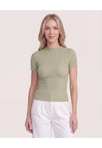 Camiseta Con Textura  Para Mujer Verde Ostu Ostu