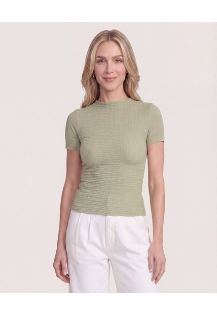 Camiseta Con Textura  Para Mujer Verde Ostu