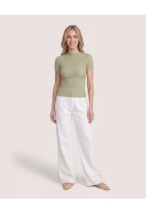 Camiseta Con Textura  Para Mujer Verde Ostu