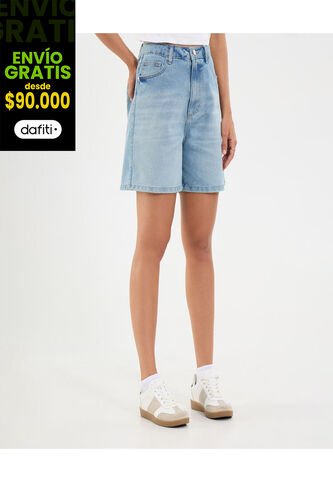 Bermuda Para Mujer Wide-Leg Color Azul Marca Ostu #40100103 Ostu