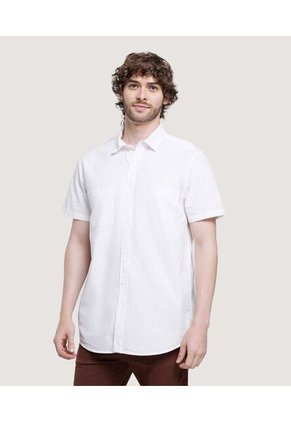 Camisa Para Hombre Manga Corta Con Bolsillo Color Blanco Marca Ostu #60010675