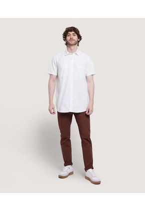 Camisa Para Hombre Manga Corta Con Bolsillo Color Blanco Marca Ostu #60010675