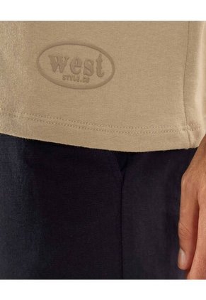 Polo Para Hombre Cuello Maquina Sin Bolsillo Color Beige Marca Ostu #60110817