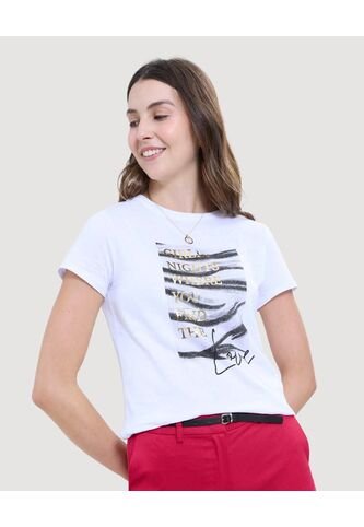 Camiseta Para Mujer Manga Corta Color Blanco Marca Ostu #40092219 Ostu