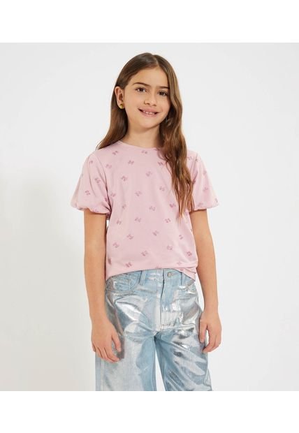 Camiseta Infantil Niña Manga Corta Cuello Redondo Color Rosado Marca Ostu #90090326