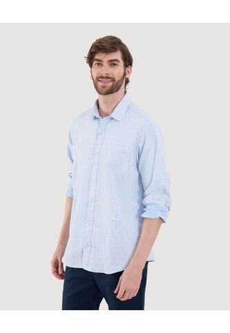 Camisa Para Hombre Manga Larga Con Bolsillo Cuello Casual M Color Azul Marca Ostu #60010857 Ostu