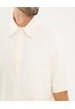 Camisa Para Hombre Manga Corta Con Bolsillo Cuello Casual C Color Crema Marca Ostu #60010803 de Ostu