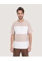 Camiseta Rayas Regular  Para Hombre Beige Ostu de Ostu
