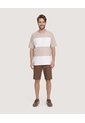 Camiseta Rayas Regular  Para Hombre Beige Ostu de Ostu