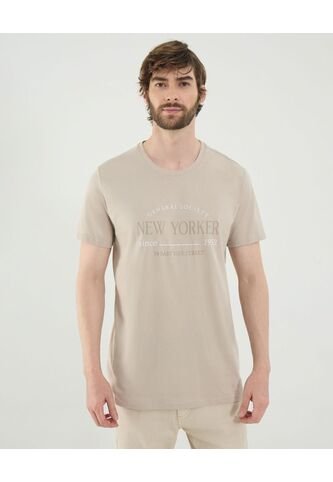 Camiseta Para Hombre Manga Corta Cuello Redondo Color Beige Marca Ostu #60091709 Ostu