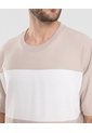 Camiseta Rayas Regular  Para Hombre Beige Ostu de Ostu