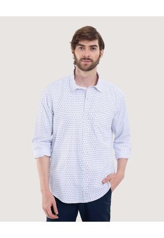 Camisa Para Hombre Manga Larga Con Bolsillo Cuello Casual M Color Blanco Marca Ostu #60010858 Ostu