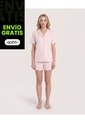 Pijama Resort Con Short Unicolor  Para Mujer Rosado Ostu de Ostu