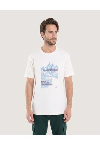 Camiseta Regular Con Estampado De Montañas  Para Hombre Crema Ostu Ostu