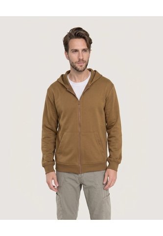 Buzo Hoodie Zipper De Ajuste Cómodo  Para Hombre Café Ostu Ostu