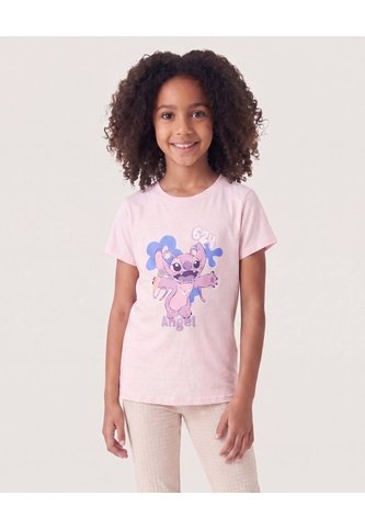 Camiseta Angel De Lilo Y Stitch  Infantil Niña Lila Ostu Ostu