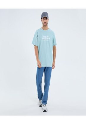 Camiseta Para Hombre Manga Corta Cuello Redondo Color Azul Marca Ostu #60091647